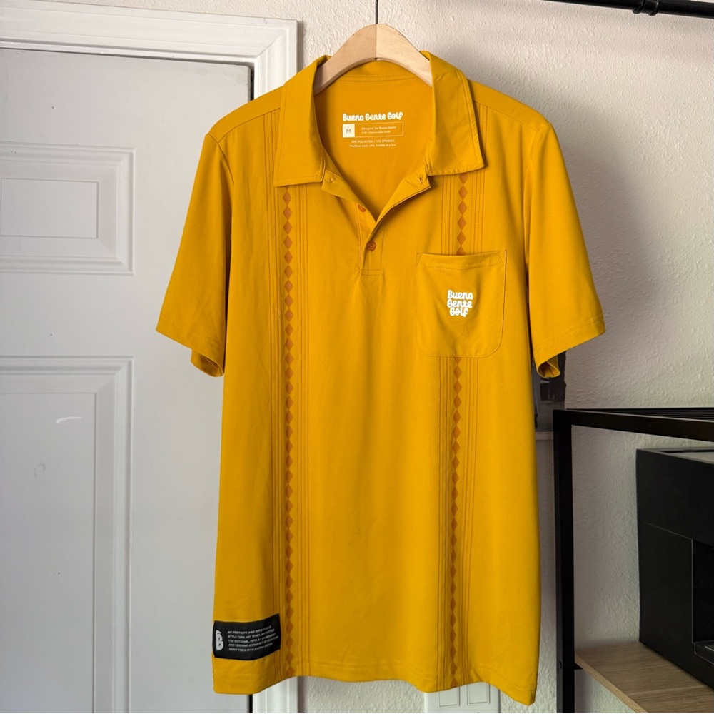 BUENA GENTE GOLF mustard yellow polo popover short sleeve‎ shirt